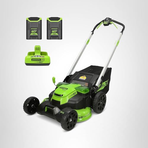 Greenworks 60V 21" Self-Propelled Cordless Lawn Mower, Brushless Motor, LED Lights, Includes 2X 4.0Ah Batteries & Rapid Dual-Port Charger(75+ Tool Compatibility, 45Min Runtime)