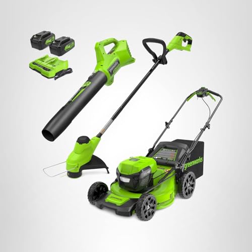 Greenworks 48V (24V x 2) 21" Brushless Cordless (Self-Propelled) Lawn Mower (LED Headlight), (2) 5.0Ah Batteries and Dual Port Rapid Charger Included (200+ Compatible Tools)