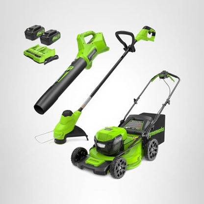 Greenworks 48V (24V x 2) 21" Brushless Cordless (Self-Propelled) Lawn Mower (LED Headlight), (2) 5.0Ah Batteries and Dual Port Rapid Charger Included (200+ Compatible Tools)