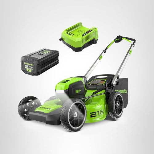 Greenworks 80V 21" Brushless Cordless (Self-Propelled) Lawn Mower (75+ Compatible Tools), 4.0Ah Battery and 60 Minute Rapid Charger Included