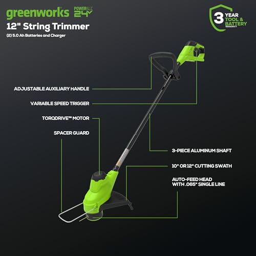 Greenworks 48V (24V x 2) 21" Brushless Cordless (Self-Propelled) Lawn Mower (LED Headlight), (2) 5.0Ah Batteries and Dual Port Rapid Charger Included (200+ Compatible Tools)