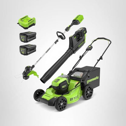 Greenworks 80V 21" Brushless Cordless (Self-Propelled) Lawn Mower (75+ Compatible Tools), 4.0Ah Battery and 60 Minute Rapid Charger Included