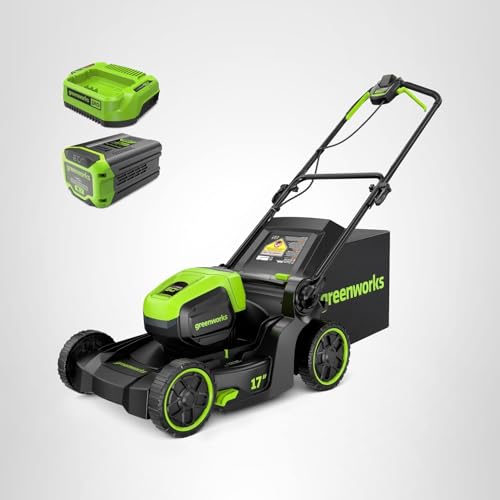 Greenworks 60V 21" Self-Propelled Cordless Lawn Mower, Brushless Motor, LED Lights, Includes 2X 4.0Ah Batteries & Rapid Dual-Port Charger(75+ Tool Compatibility, 45Min Runtime)