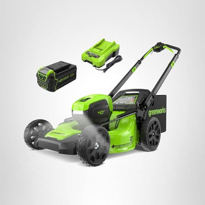 Greenworks 40V 21" Self-Propelled Cordless Lawn Mower – Brushless Motor, 5.0Ah Battery & Charger(75+ Tool Compatible)