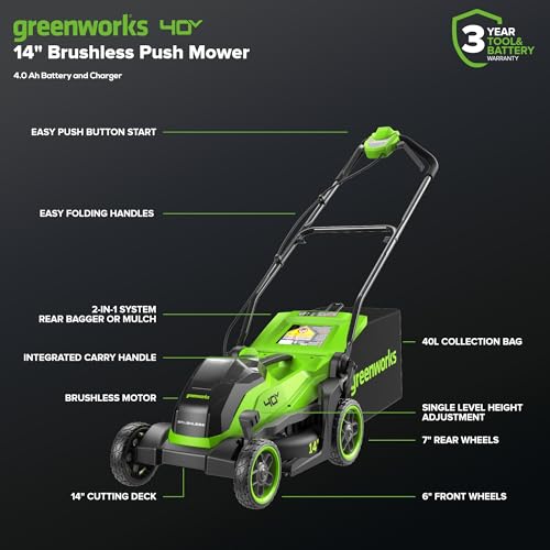 Greenworks 40V 21" Self-Propelled Cordless Lawn Mower – Brushless Motor, 5.0Ah Battery & Charger(75+ Tool Compatible)