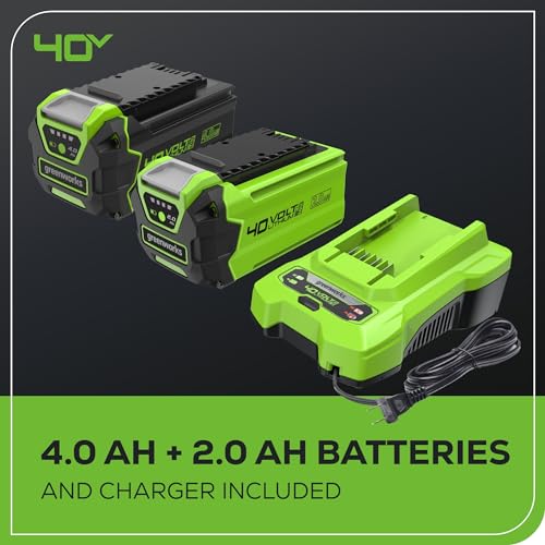 Greenworks 40V 16" Brushless Cordless (Push) Lawn Mower + Blower (350 CFM), 4.0Ah Battery and Charger Included (75+ Compatible Tools)