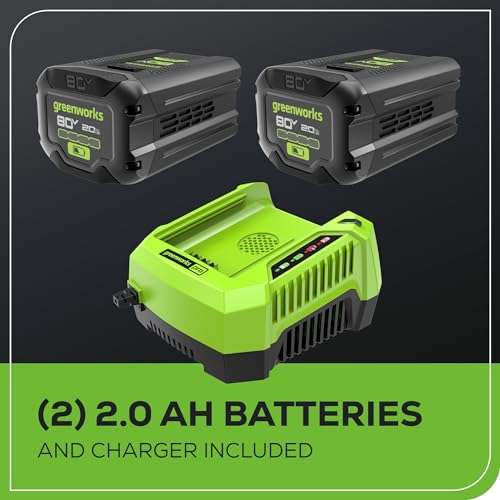 Greenworks 80V 25" Brushless Cordless (Self-Propelled) Dual Blade Lawn Mower (LED Headlight + Aluminum Handles), 4.0Ah Battery and Rapid Charger Included