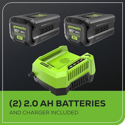 Greenworks 80V 21" Brushless Cordless (Self-Propelled) Lawn Mower (75+ Compatible Tools), 4.0Ah Battery and 60 Minute Rapid Charger Included