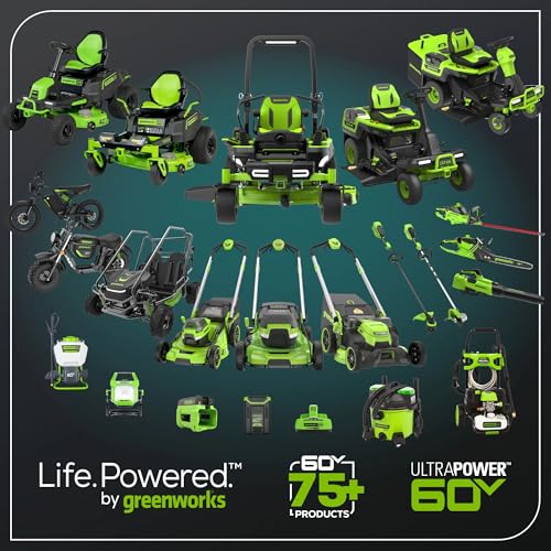 Greenworks 60V 21" Self-Propelled Cordless Lawn Mower, Brushless Motor, LED Lights, Includes 2X 4.0Ah Batteries & Rapid Dual-Port Charger(75+ Tool Compatibility, 45Min Runtime)