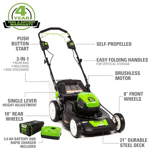 Greenworks 80V 42" CROSSOVERZ Zero Turn Lawn Mower, (4) 5.0Ah Batteries and (600W) Plug in Charger