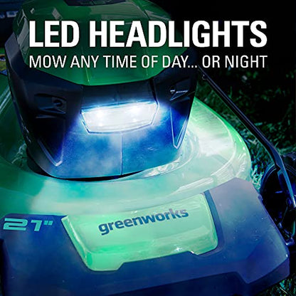 Greenworks 48V (24V x 2) 21" Brushless Cordless (Self-Propelled) Lawn Mower (LED Headlight), (2) 5.0Ah Batteries and Dual Port Rapid Charger Included (200+ Compatible Tools)