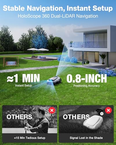 ECOVACS Goat A2000 LiDAR PRO Robotic Lawn Mower for Up to 1/2 Acre, Wire-Free with Dual-LiDAR Auto Mapping, Built-in TruEdge Edge Trimmer, AIVI 3D Obstacle Avoidance, Smart App Control
