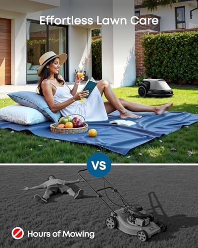 Eufy Robot Lawn Mower E15, Wire-Free, 800m² Coverage, Auto Mapping, Obstacle Avoidance, Edge Trimming, Blade Set