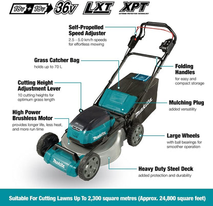 Makita DLM532Z Self-Propelled Lawnmower 36 V LXT (Solo) Cutting Width 53 cm