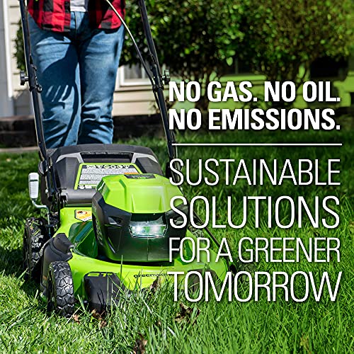 Greenworks 48V (24V x 2) 21" Brushless Cordless (Self-Propelled) Lawn Mower (LED Headlight), (2) 5.0Ah Batteries and Dual Port Rapid Charger Included (200+ Compatible Tools)