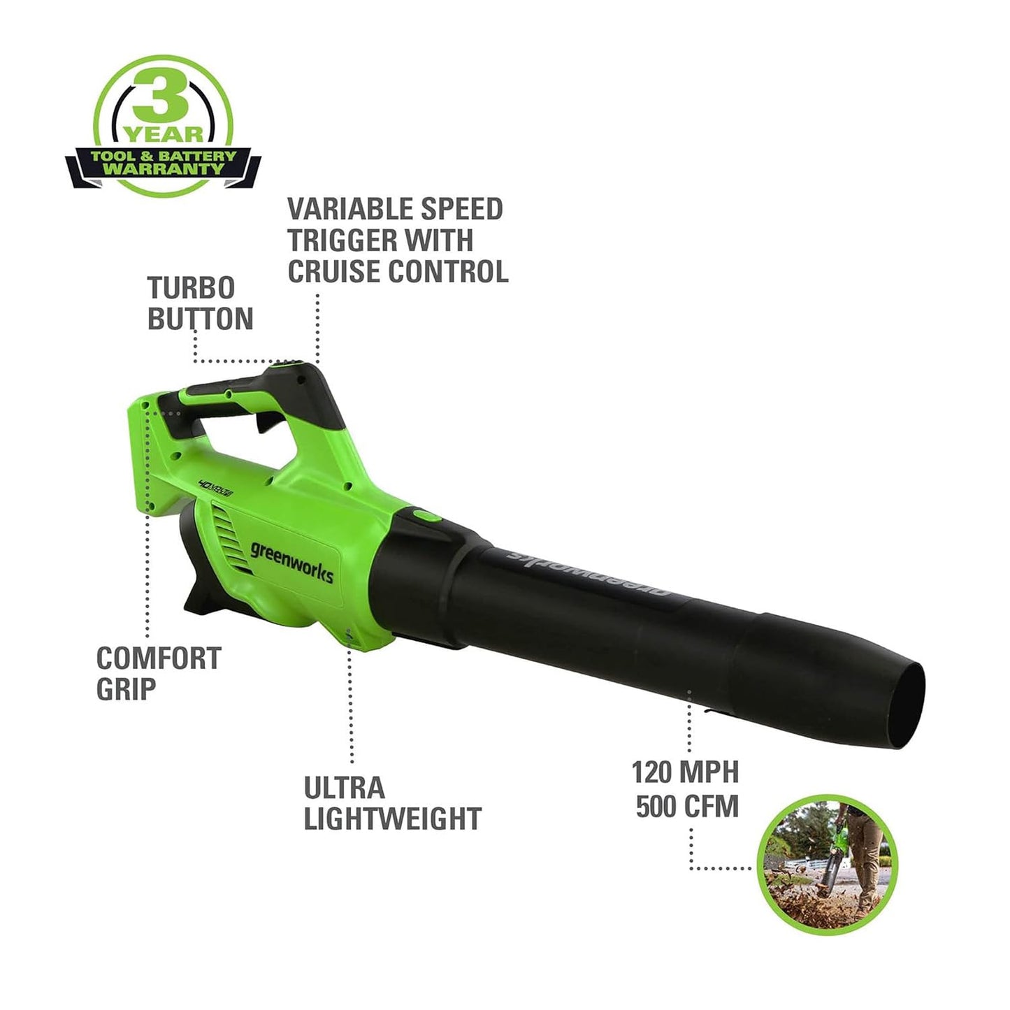 Greenworks 40V 21" Brushless Cordless (Self-Propelled) Lawn Mower (75+ Compatible Tools), 5.0Ah Battery and Charger Included