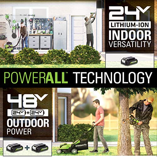 Greenworks 48V (24V x 2) 21" Brushless Cordless (Self-Propelled) Lawn Mower (LED Headlight), (2) 5.0Ah Batteries and Dual Port Rapid Charger Included (200+ Compatible Tools)