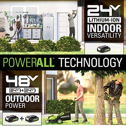 Greenworks 48V (24V x 2) 21" Brushless Cordless (Self-Propelled) Lawn Mower (LED Headlight), (2) 5.0Ah Batteries and Dual Port Rapid Charger Included (200+ Compatible Tools)