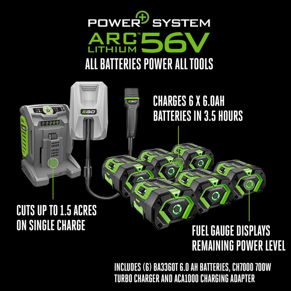 EGO POWER+ Z6 Zero Turn Riding Lawn Mower, 42" Deck, Includes (6) 56V 6.0Ah Batteries and 880W Charger - ZT4214L