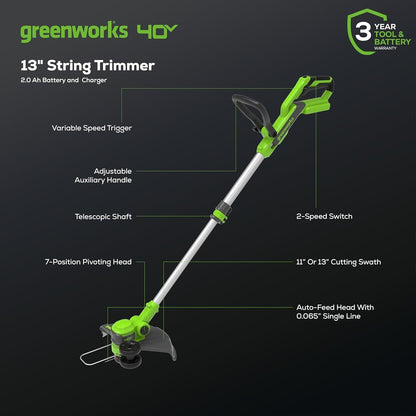 Greenworks 40V 21" Brushless Cordless (Self-Propelled) Lawn Mower (75+ Compatible Tools), 5.0Ah Battery and Charger Included