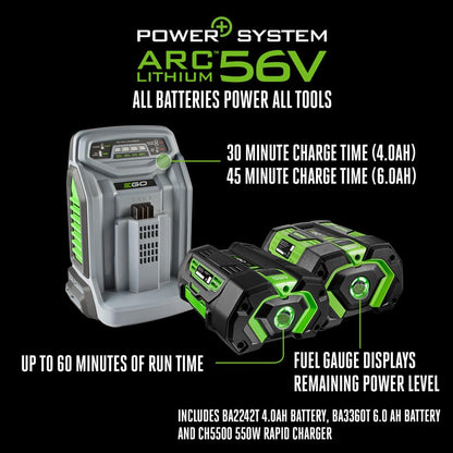 EGO POWER+ Electric Lawn Mower, Self-Propelled Cordless with Select Cut and Touch Drive, Includes (2) 56V 6.0Ah Batteries and Rapid Charger - LM2134SP-2