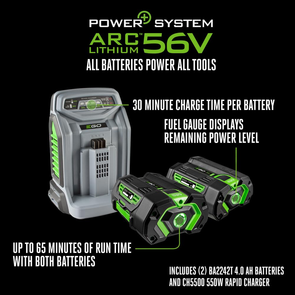 EGO POWER+ Electric Lawn Mower, Self-Propelled Cordless with Select Cut and Touch Drive, Includes (2) 56V 6.0Ah Batteries and Rapid Charger - LM2134SP-2