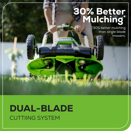 Greenworks 60V 21" Self-Propelled Cordless Lawn Mower, Brushless Motor, LED Lights, Includes 2X 4.0Ah Batteries & Rapid Dual-Port Charger(75+ Tool Compatibility, 45Min Runtime)