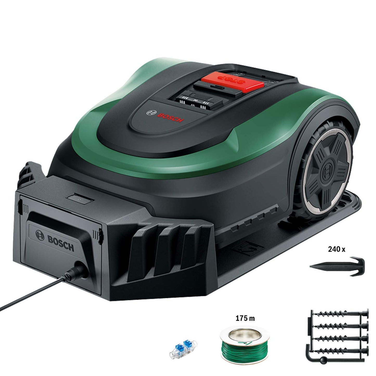 Bosch Robotic Lawnmower Indego M 700 (with 18V battery, docking station included, cutting width 19 cm, for lawns of up to 700 m², in carton packaging)