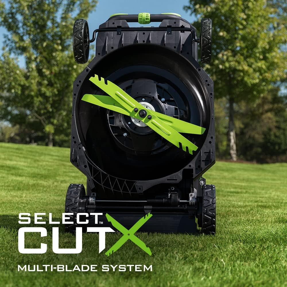 EGO Power+ LM2206SP 56-Volt 22-Inch Aluminum Deck Select Cut Self-Propelled Cordless Lawn Mower with 10.0Ah Battery, 700W Turbo Charger Included Plus Extra BA2800T 5.0Ah Battery