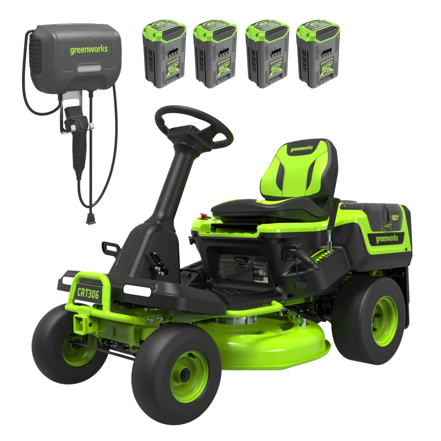 Greenworks 60V 60" Zero Turn, (2) 20.0Ah + (4) 10.0Ah Batteries + Wall Charger