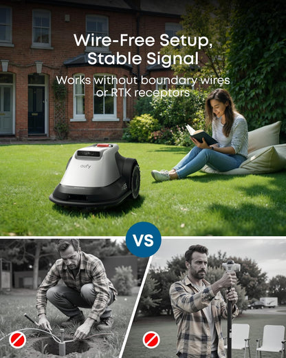 Eufy Robot Lawn Mower E15, Wire-Free, 800m² Coverage, Auto Mapping, Obstacle Avoidance, Edge Trimming, Blade Set