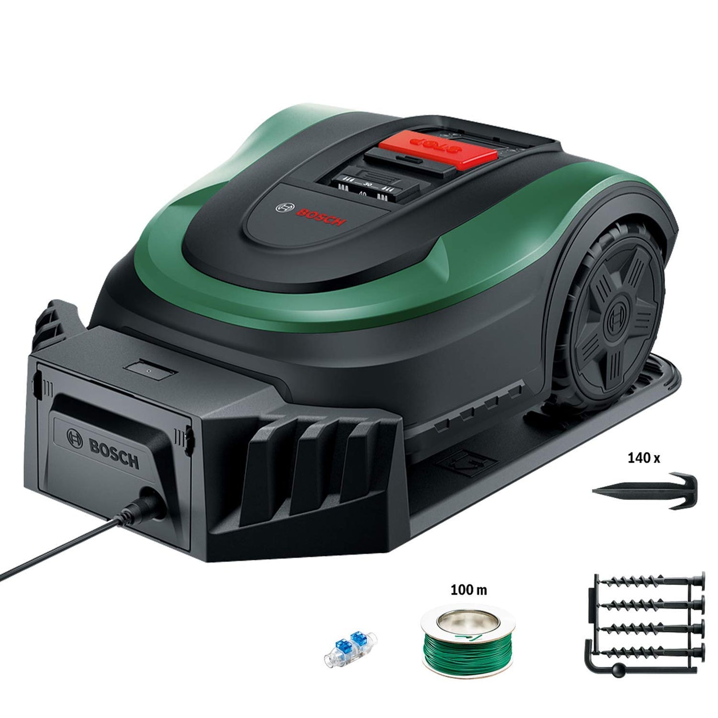 Bosch Robotic Lawnmower Indego M 700 (with 18V battery, docking station included, cutting width 19 cm, for lawns of up to 700 m², in carton packaging)