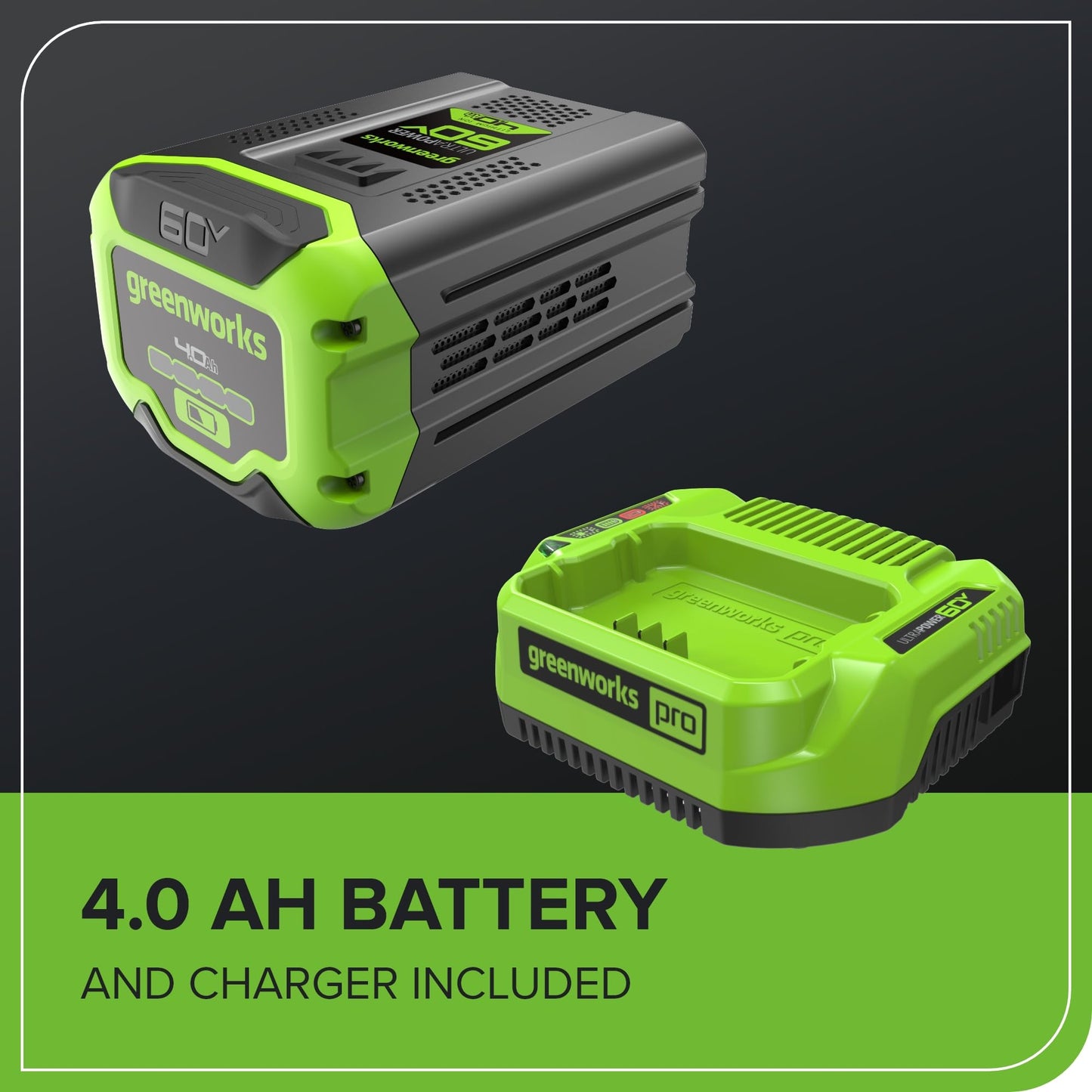 Greenworks 60V 21" Self-Propelled Cordless Lawn Mower, Brushless Motor, LED Lights, Includes 2X 4.0Ah Batteries & Rapid Dual-Port Charger(75+ Tool Compatibility, 45Min Runtime)