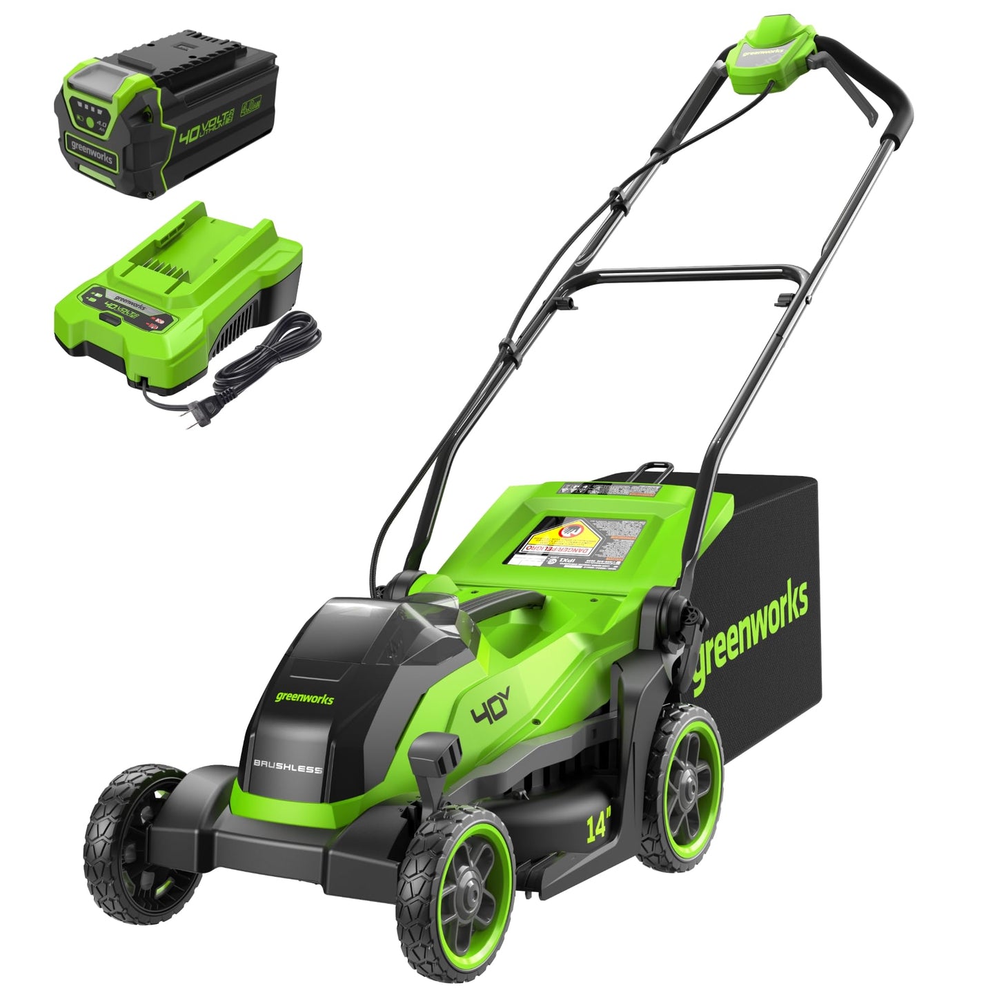 Greenworks 40V 21" Self-Propelled Cordless Lawn Mower – Brushless Motor, 5.0Ah Battery & Charger(75+ Tool Compatible)