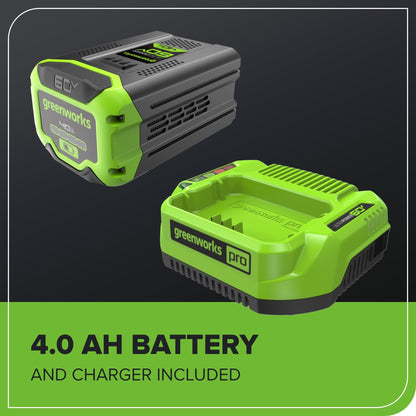 Greenworks 60V 21" Self-Propelled Cordless Lawn Mower, Brushless Motor, LED Lights, Includes 2X 4.0Ah Batteries & Rapid Dual-Port Charger(75+ Tool Compatibility, 45Min Runtime)