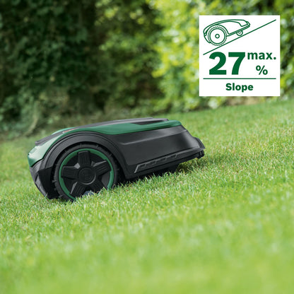Bosch Robotic Lawnmower Indego M 700 (with 18V battery, docking station included, cutting width 19 cm, for lawns of up to 700 m², in carton packaging)