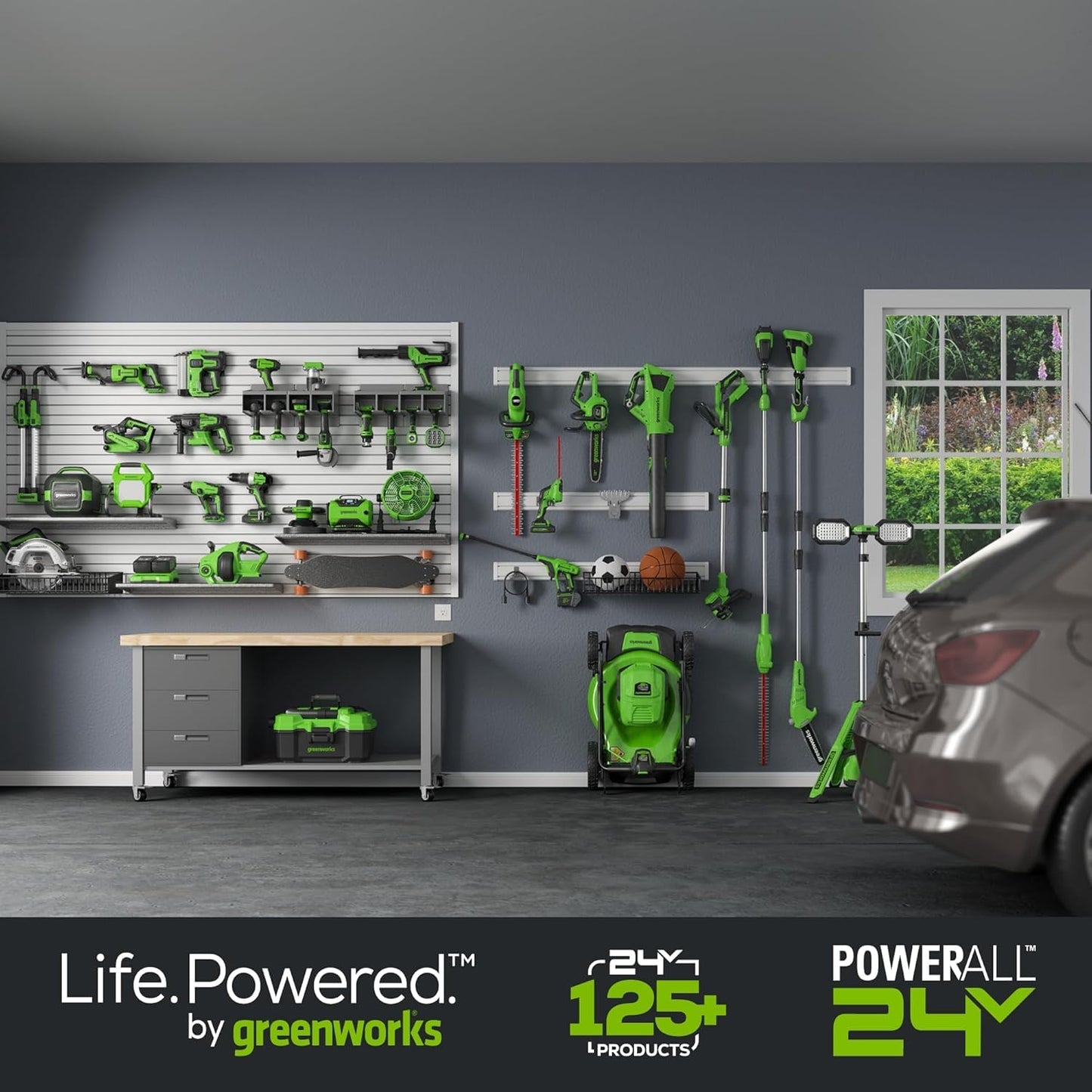 Greenworks 48V (24V x 2) 21" Brushless Cordless (Self-Propelled) Lawn Mower (LED Headlight), (2) 5.0Ah Batteries and Dual Port Rapid Charger Included (200+ Compatible Tools)