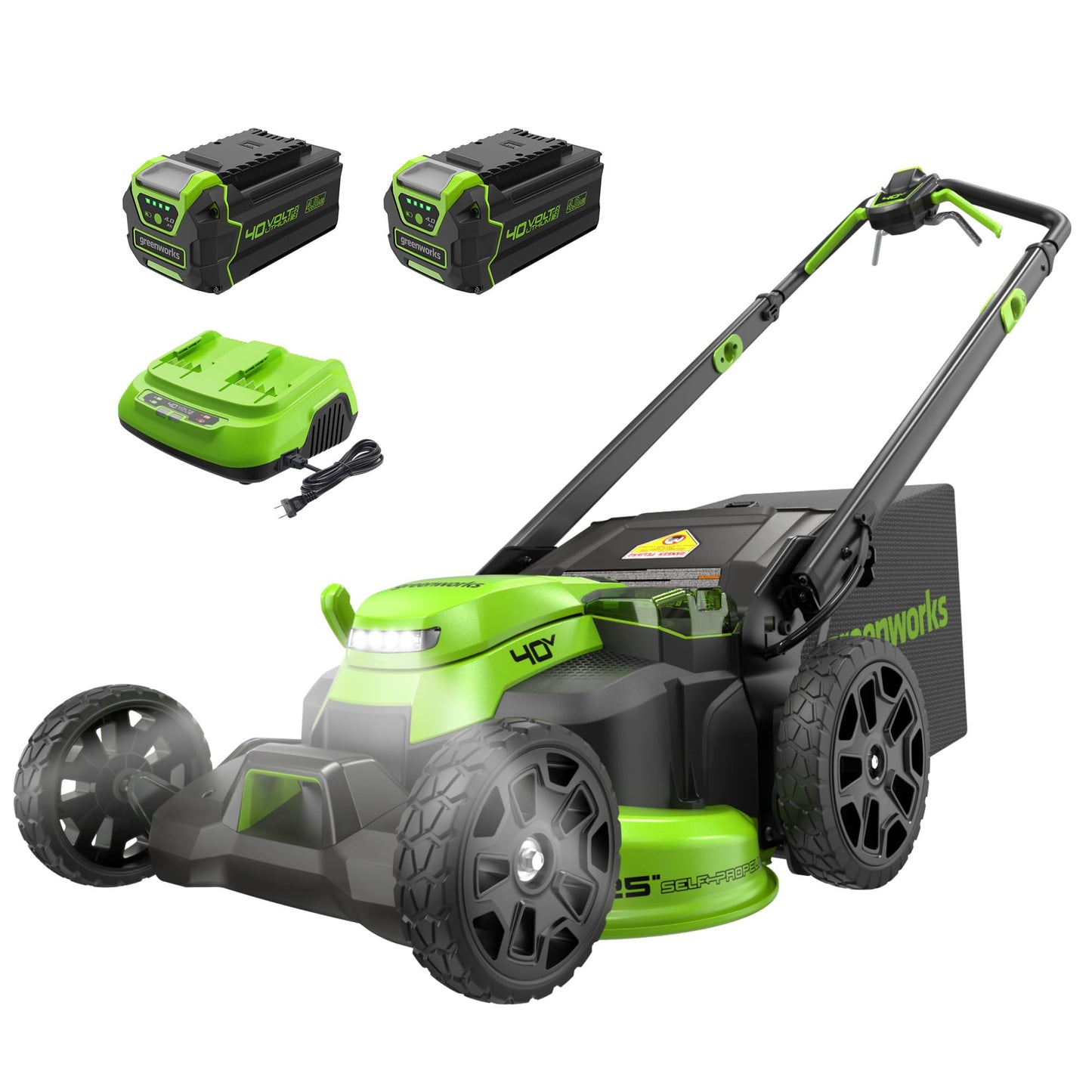 Greenworks 40V 21" Self-Propelled Cordless Lawn Mower – Brushless Motor, 5.0Ah Battery & Charger(75+ Tool Compatible)