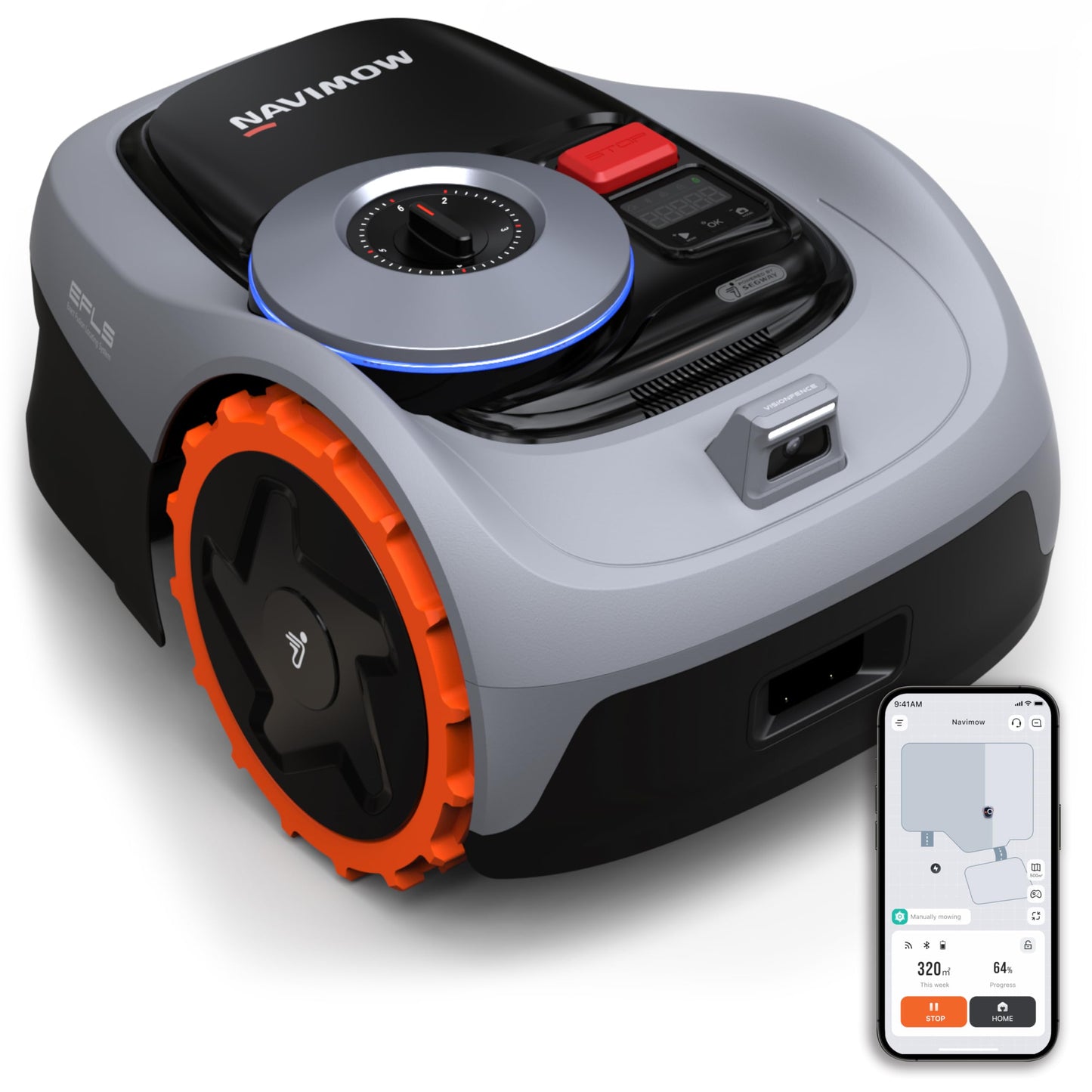 Segway Navimow i105E Robot Lawn Mower 500–600m², Wire-Free, RTK GPS + Vision, AI Mapping, Multi-Zone Control