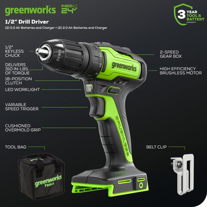 Greenworks 48V (24V x 2) 21" Brushless Cordless (Self-Propelled) Lawn Mower (LED Headlight), (2) 5.0Ah Batteries and Dual Port Rapid Charger Included (200+ Compatible Tools)