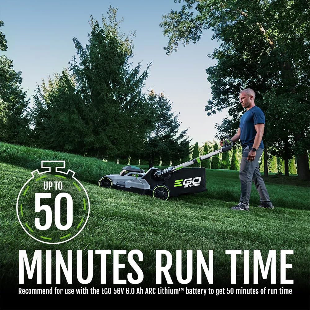 EGO POWER+ Electric Lawn Mower, Self-Propelled Cordless with Select Cut and Touch Drive, Includes (2) 56V 6.0Ah Batteries and Rapid Charger - LM2134SP-2