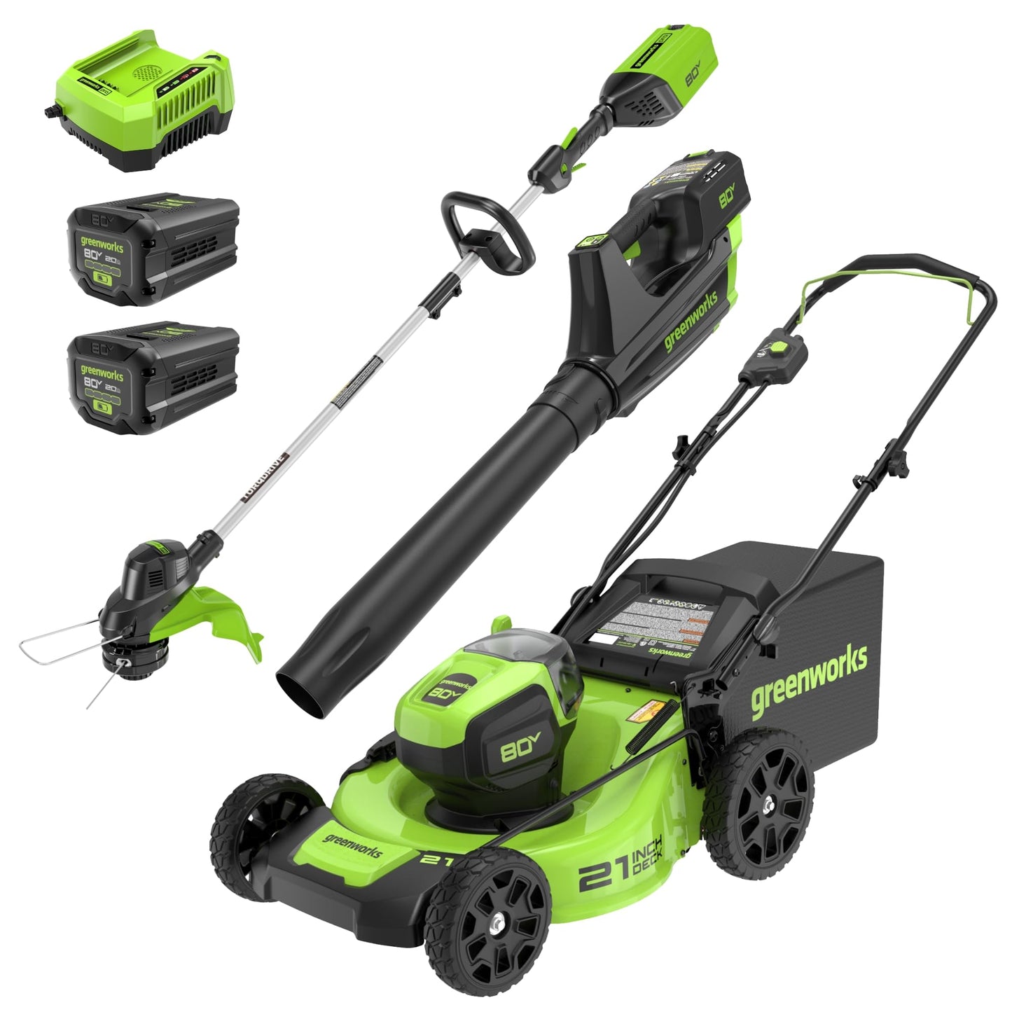 Greenworks 80V 21" Brushless Cordless (Self-Propelled) Lawn Mower (75+ Compatible Tools), 4.0Ah Battery and 60 Minute Rapid Charger Included