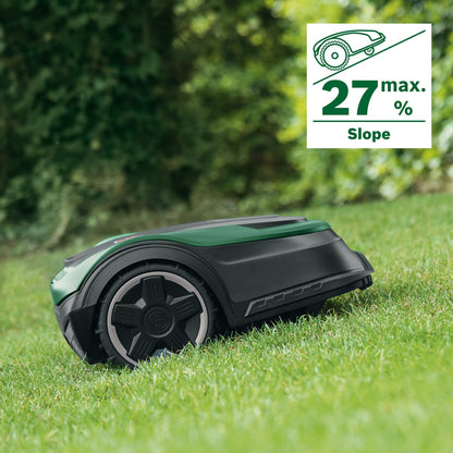 Bosch Robotic Lawnmower Indego M 700 (with 18V battery, docking station included, cutting width 19 cm, for lawns of up to 700 m², in carton packaging)