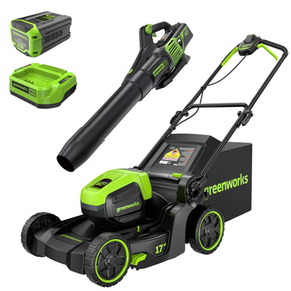 Greenworks 60V 21" Self-Propelled Cordless Lawn Mower, Brushless Motor, LED Lights, Includes 2X 4.0Ah Batteries & Rapid Dual-Port Charger(75+ Tool Compatibility, 45Min Runtime)