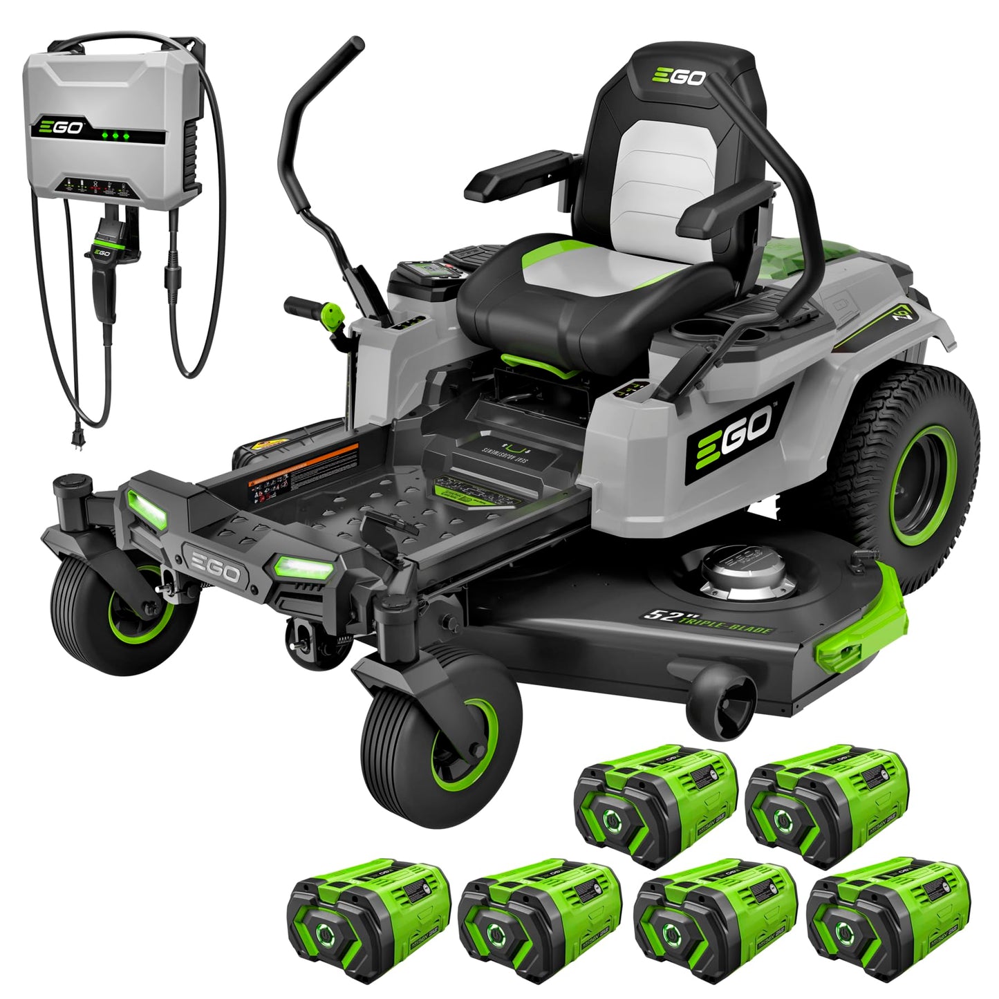 EGO POWER+ Z6 Zero Turn Riding Lawn Mower, 42" Deck, Includes (6) 56V 6.0Ah Batteries and 880W Charger - ZT4214L