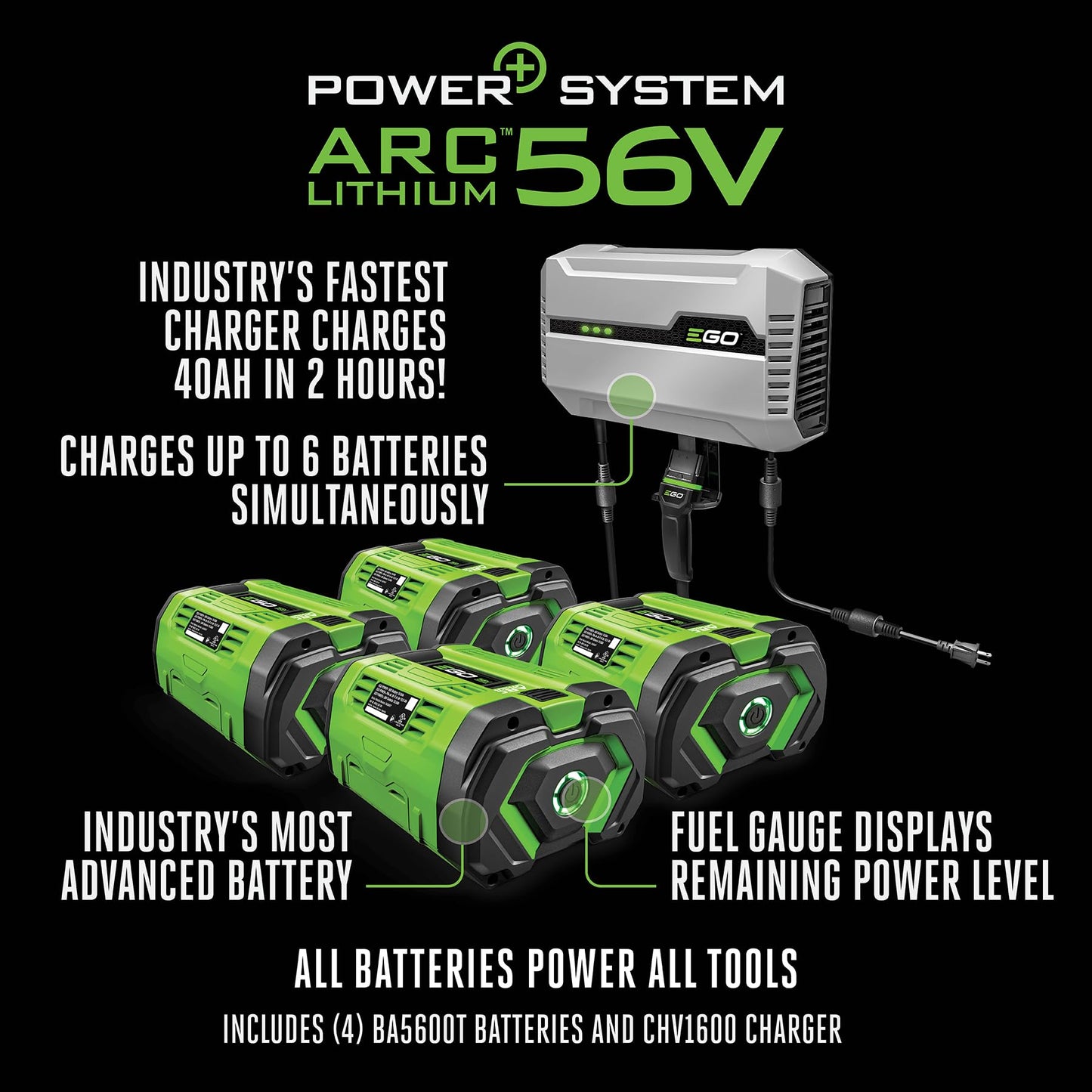 EGO POWER+ Z6 Zero Turn Riding Lawn Mower, 42" Deck, Includes (6) 56V 6.0Ah Batteries and 880W Charger - ZT4214L