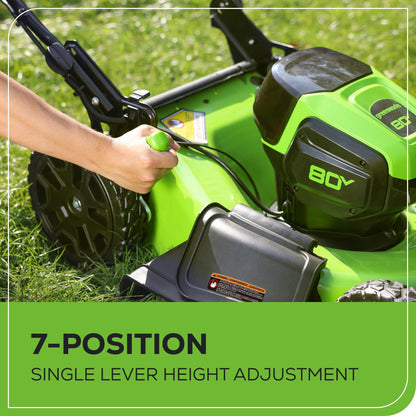 Greenworks 80V 25" Brushless Cordless (Self-Propelled) Dual Blade Lawn Mower (LED Headlight + Aluminum Handles), 4.0Ah Battery and Rapid Charger Included