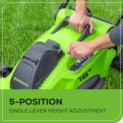 Greenworks 40V 16" Brushless Cordless (Push) Lawn Mower + Blower (350 CFM), 4.0Ah Battery and Charger Included (75+ Compatible Tools)