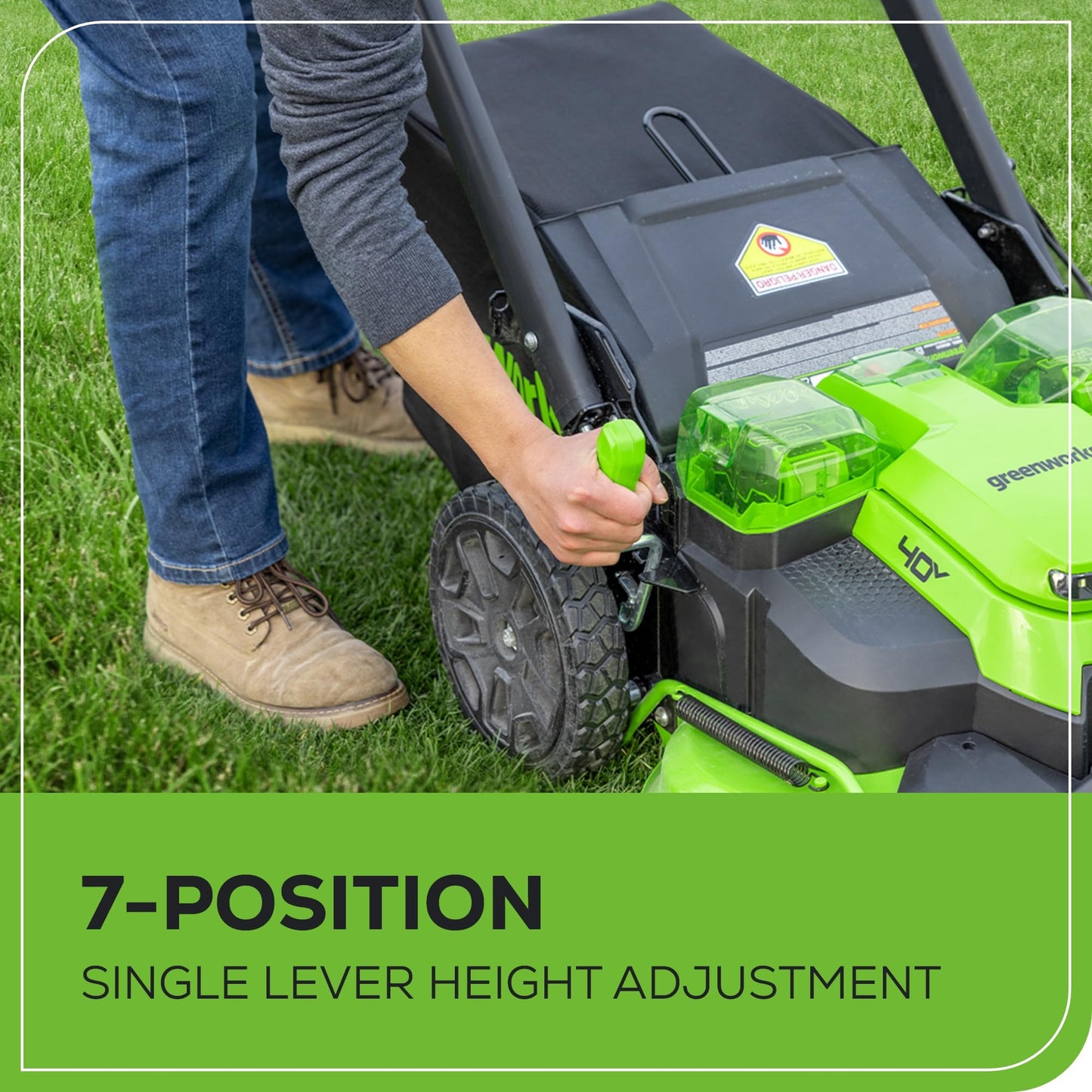 Greenworks 40V 21" Self-Propelled Cordless Lawn Mower – Brushless Motor, 5.0Ah Battery & Charger(75+ Tool Compatible)