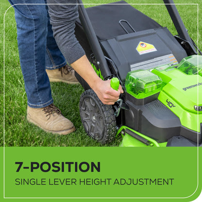 Greenworks 40V 21" Self-Propelled Cordless Lawn Mower – Brushless Motor, 5.0Ah Battery & Charger(75+ Tool Compatible)